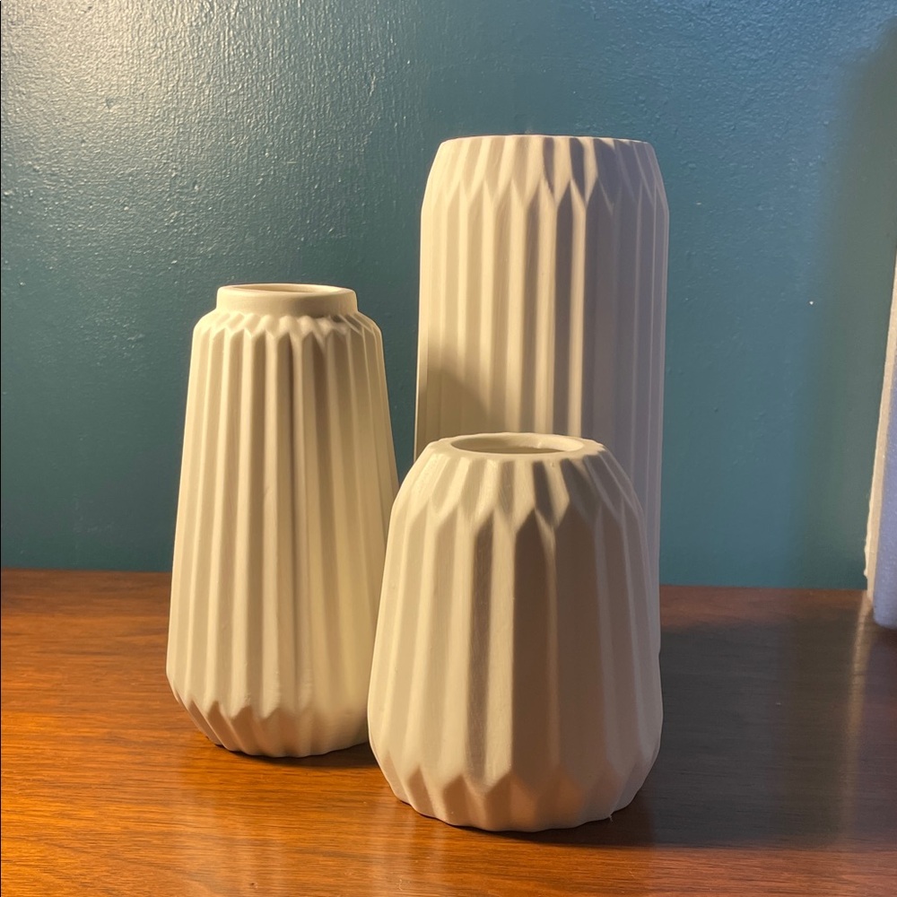 Elegant White Ceramic Vase Set of 3